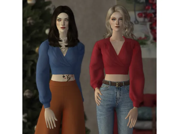4t2 LazyEyelids Crop Blouse - The Sims 2 Custom Content