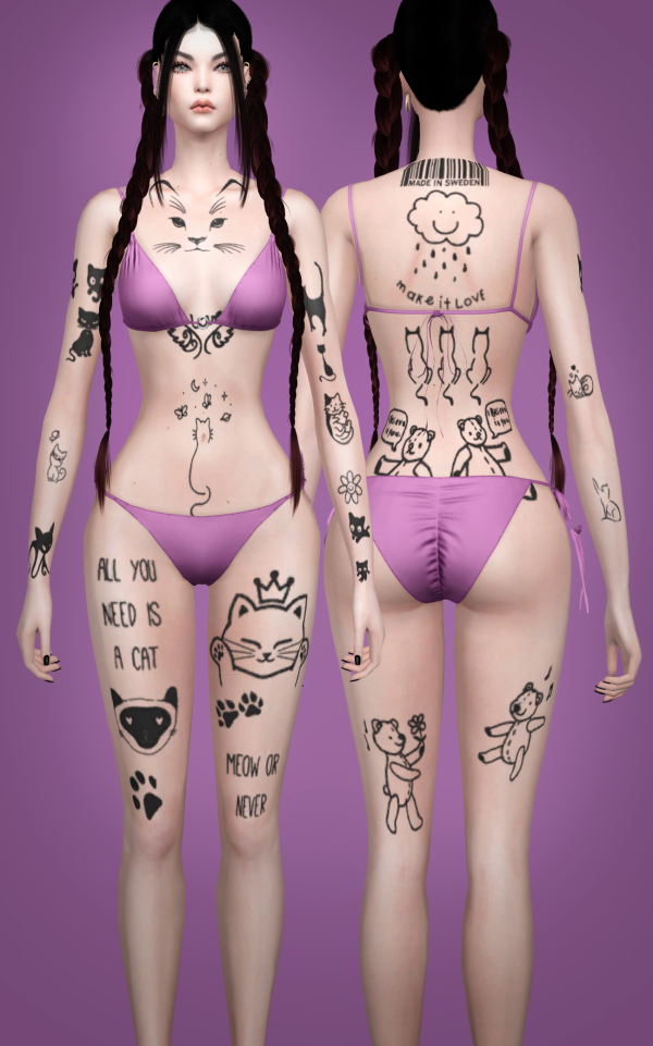 Mix Mishi Meow Tattoos Tattoos The Goddess Jennisims by simsfinds - The Sims 4 Custom Content