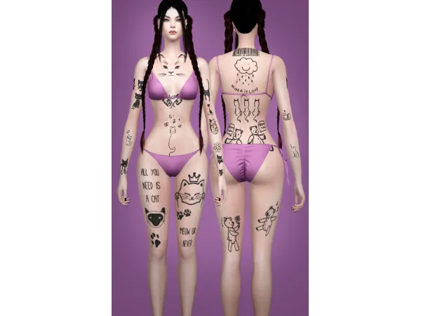 Mix Mishi Meow Tattoos Tattoos The Goddess Jennisims by Jennifer - The Sims 4 Custom Content