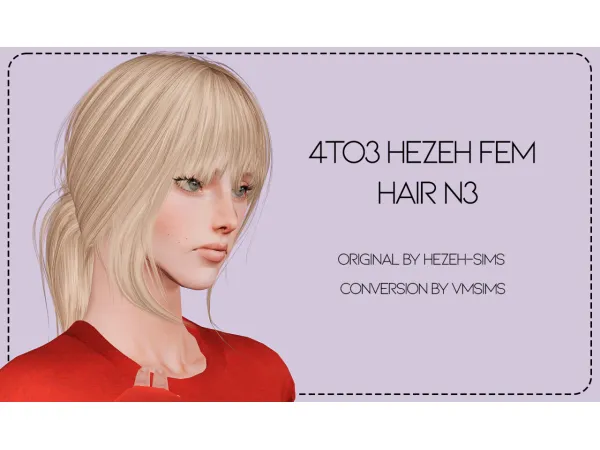 4TO3 HEZEH FEM HAIR N3 by VMSIMS - The Sims 3 Custom Content