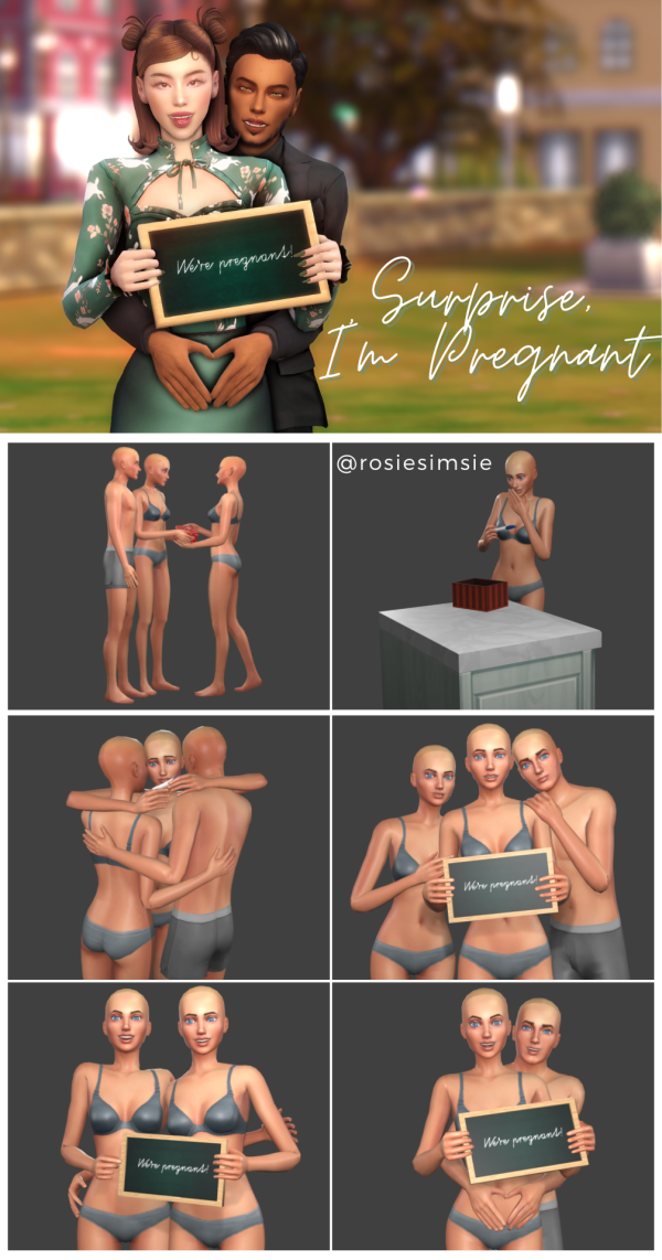 Mix POSEPACK Surprise I'm Pregnant by simsfinds - The Sims 4 Custom Content