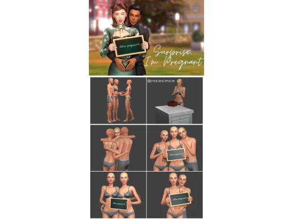 Mix POSEPACK Surprise I'm Pregnant by Rosiesimsie - The Sims 4 Custom Content