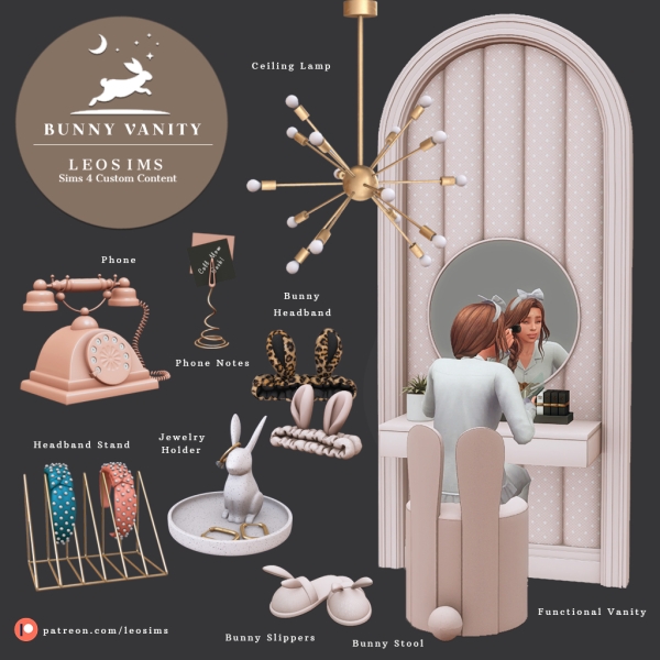 Mix Bunny Vanity by leosims4cc - The Sims 4 Custom Content