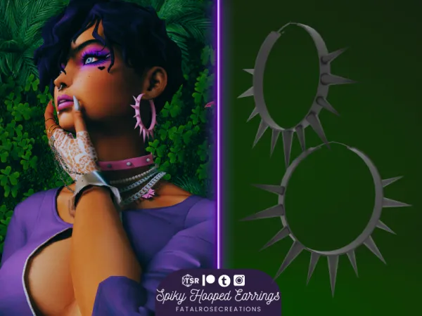 Maxis Match Spiky Hooped Earrings - The Sims 4 Custom Content