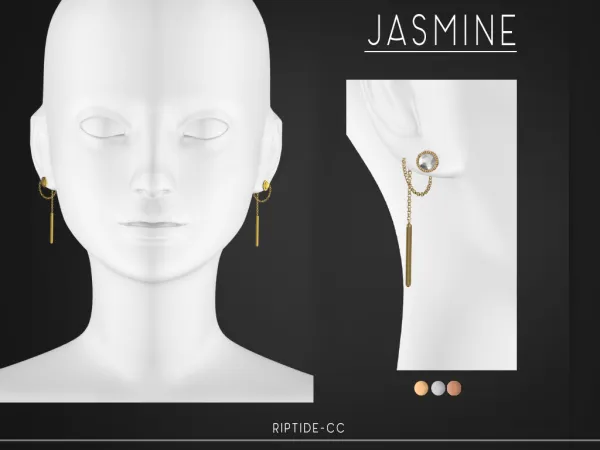 Alpha JASMINE Earrings by riptidecc - The Sims 4 Custom Content