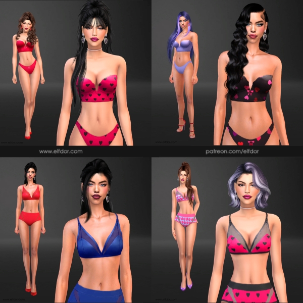 Mix 2024 January 2 Underwear Set by elfdor - The Sims 4 Custom Content