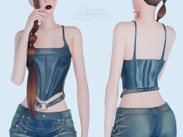 Alpha Melanie Denim Corset brsims - The Sims 4 Custom Content
