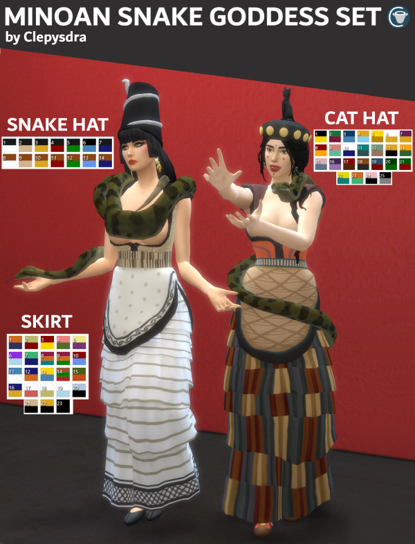 Maxis Match Minoan Snake Goddess Set by simsfinds - The Sims 4 Custom Content
