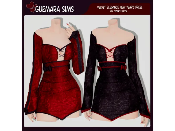 Alpha Velvet Elegance New Year's Dress (Public now) by guemarasims - The Sims 4 Custom Content