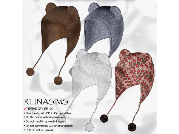 Alpha Reina Bambi Winter Hat by ReinaSims4 - The Sims 4 Custom Content