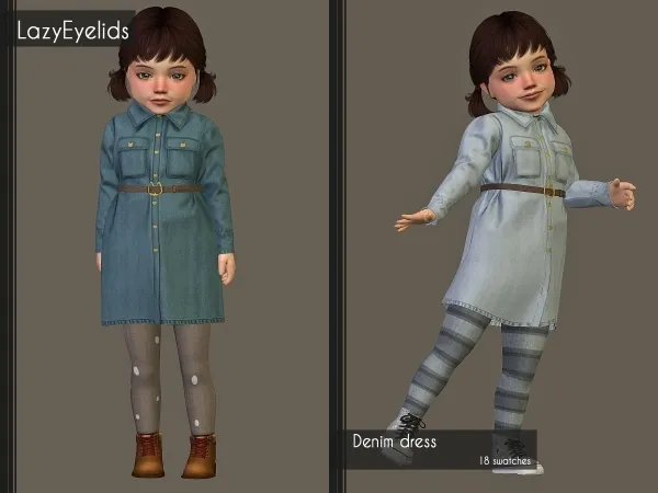 Alpha Denim dress by lazyeyelids - The Sims 4 Custom Content