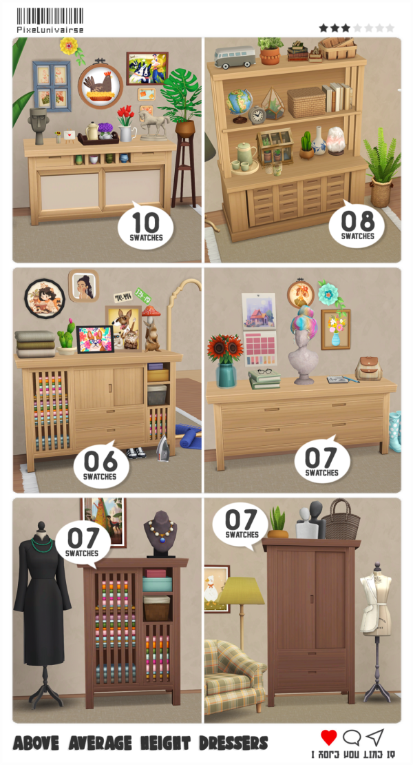 Maxis Match Above Average Height Dresser by simsfinds - The Sims 4 Custom Content