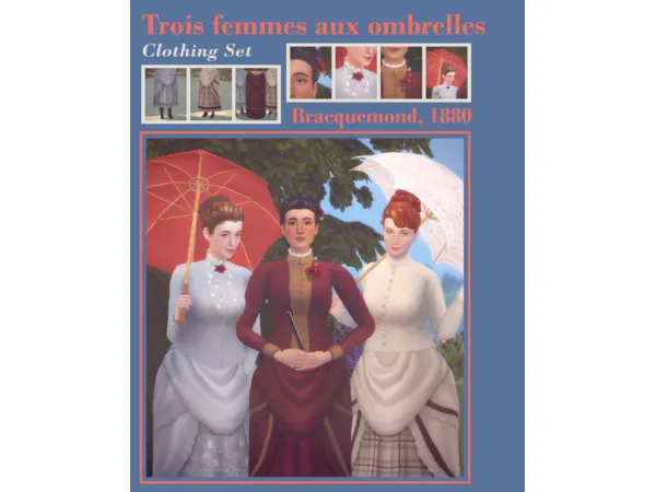 Maxis Match Trois femmes aux ombrelles - The Sims 4 Custom Content