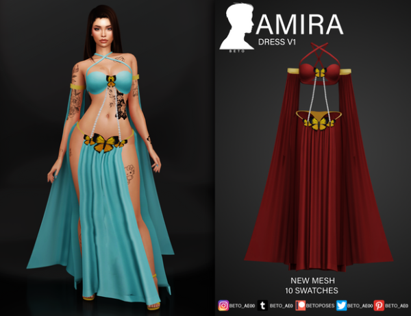 Alpha Amira Dress V1 by simsfinds - The Sims 4 Custom Content