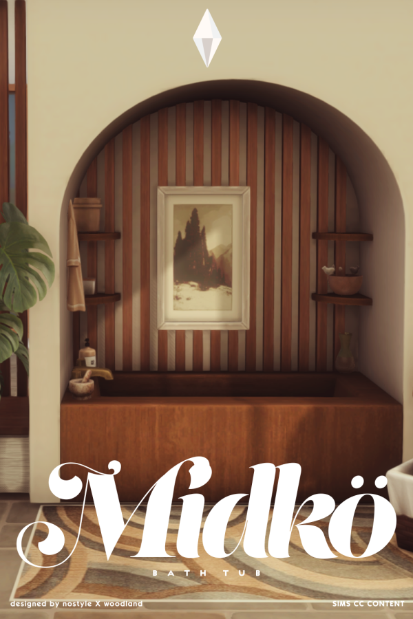 Maxis Match [N O S T Y L E X W O O D L A N D] Midkö BathTub by simsfinds - The Sims 4 Custom Content