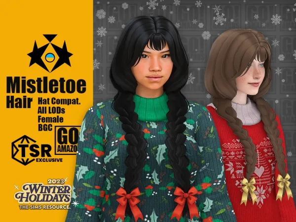 Maxis Match Mistletoe Hair by goamazons - The Sims 4 Custom Content