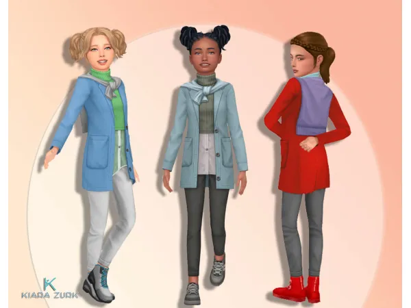 Maxis Match EP10 Coat Sweater for Girls - The Sims 4 Custom Content