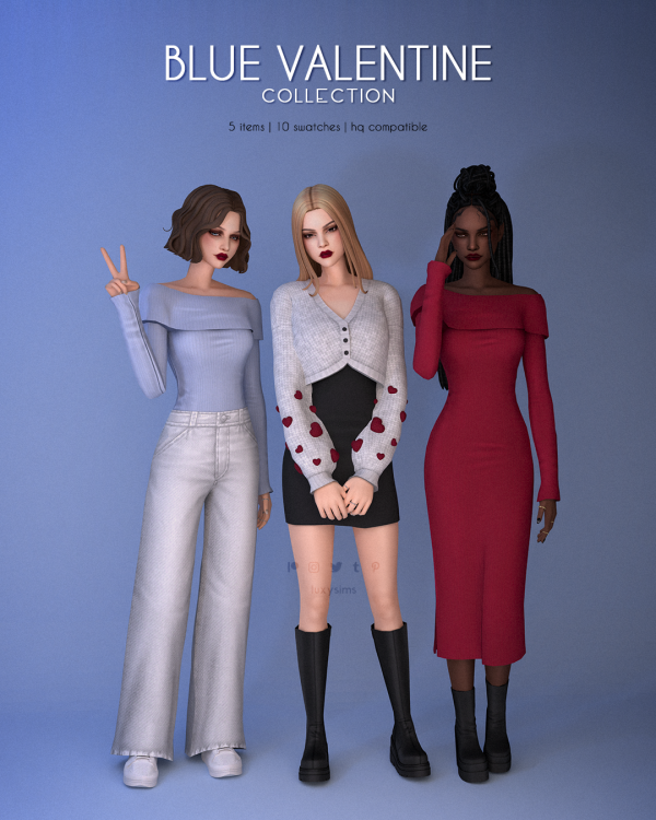 Maxis Match Blue Valentine Collection COMPLETE by luxysims - The Sims 4 Custom Content
