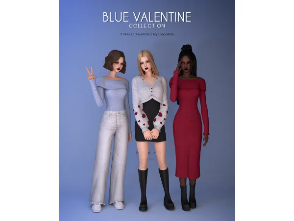 Maxis Match Blue Valentine Collection COMPLETE - The Sims 4 Custom Content