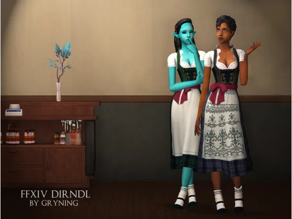 Traditional dress converted from Final Fantasy XIV - The Sims 2 Custom Content