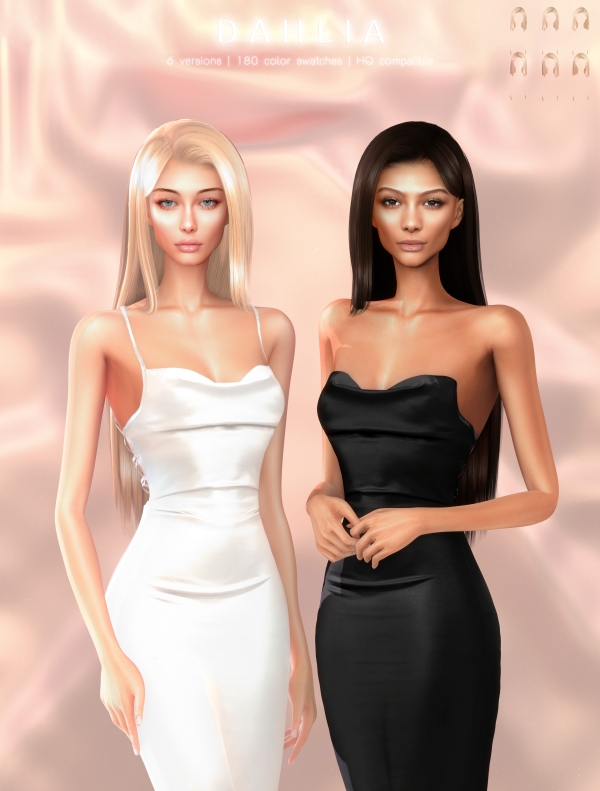 Alpha Dahlia Hairstyle by greenteahoney - The Sims 4 Custom Content