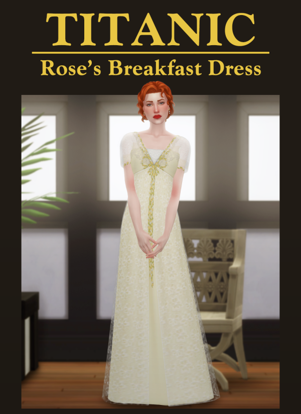 Mix [Lonelyboy] Titanic Rose Breakfast Dress by simsfinds - The Sims 4 Custom Content