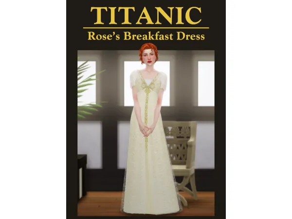Mix [Lonelyboy] Titanic Rose Breakfast Dress by HappyLifeSims - The Sims 4 Custom Content