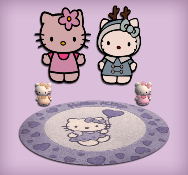 Hello Kitty Kids Sculpture Rug and WallStickers Deco for by simsfinds - The Sims 2 Custom Content