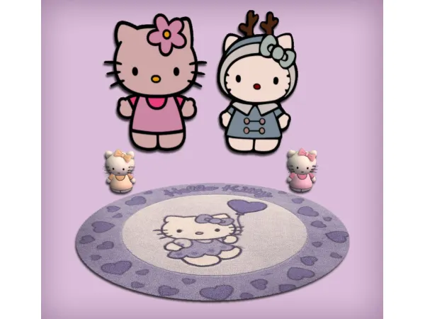Hello Kitty Kids Sculpture Rug and WallStickers Deco for - The Sims 2 Custom Content