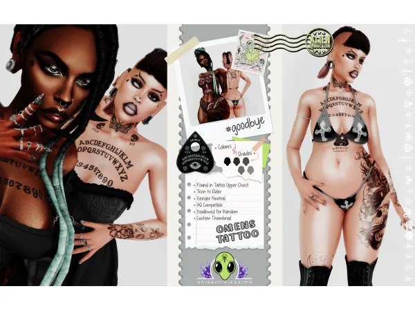 Mix Omens Tattoo by unidentifiedsims - The Sims 4 Custom Content