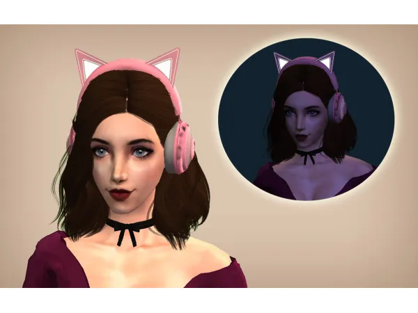 Kitty Headphones with Static Light Accessory for - The Sims 2 Custom Content