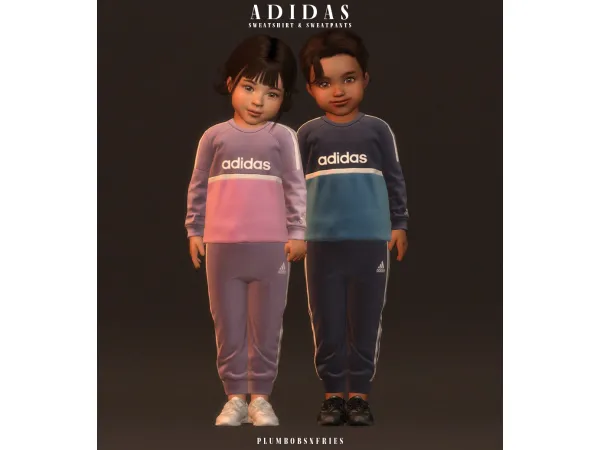 Alpha ADIDAS sweatshirt sweatpants (toddler) by plumbobsnfries - The Sims 4 Custom Content