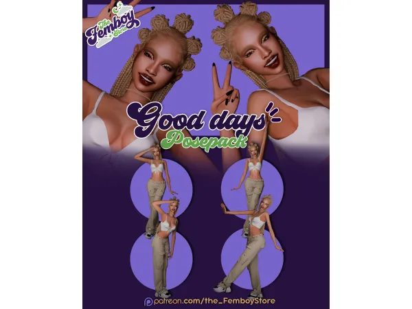 Mix [FEMBOY] Good Days Posepack by the_FemboyStore - The Sims 4 Custom Content