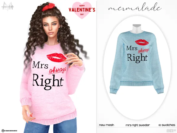 Alpha Mrs Right Sweater MC536 by mermalade - The Sims 4 Custom Content