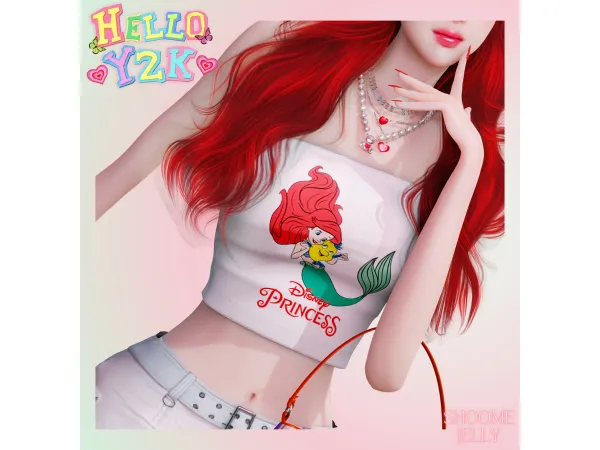 Alpha [ ] Hello Y2K TUBE TOP by shoomejellyvely - The Sims 4 Custom Content