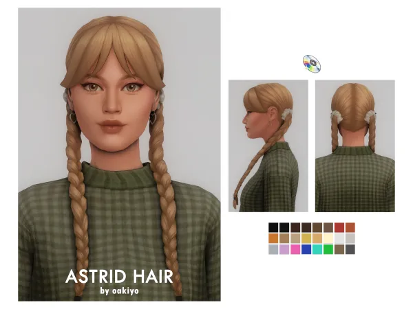 Maxis Match Astrid Hair by oakiyo - The Sims 4 Custom Content