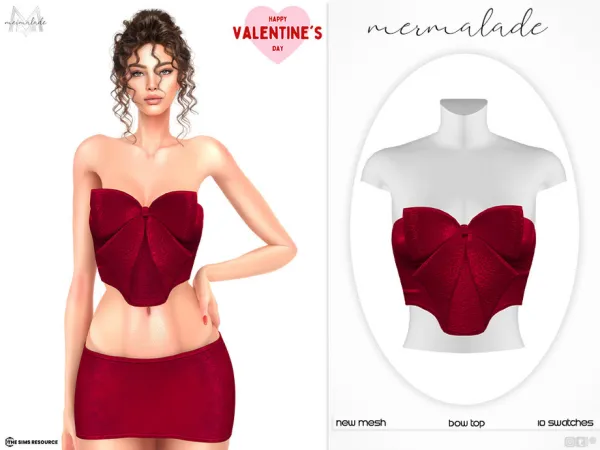 Alpha Bow Top MC 537 and Mini Skirt MC538 by mermalade - The Sims 4 Custom Content