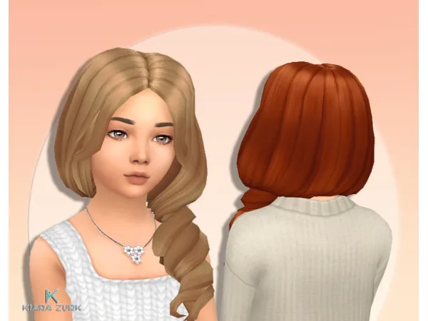 Maxis Match Curl Side Hair for Girls by kiarazurk - The Sims 4 Custom Content