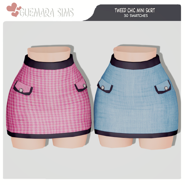Alpha Tweed Chic Mini Skirt (Public now) by simsfinds - The Sims 4 Custom Content