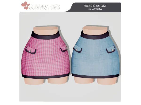 Alpha Tweed Chic Mini Skirt (Public now) by guemarasims - The Sims 4 Custom Content