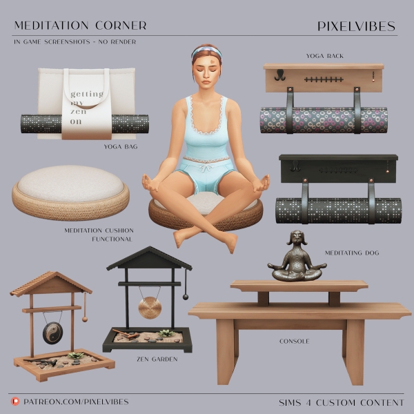 Maxis Match Meditation Corner by pixelvibes - The Sims 4 Custom Content