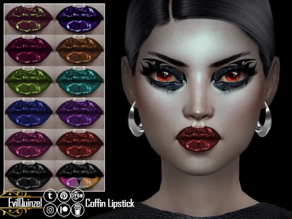 Alpha Bat gothic lipstick in 12 swatches - The Sims 4 Custom Content