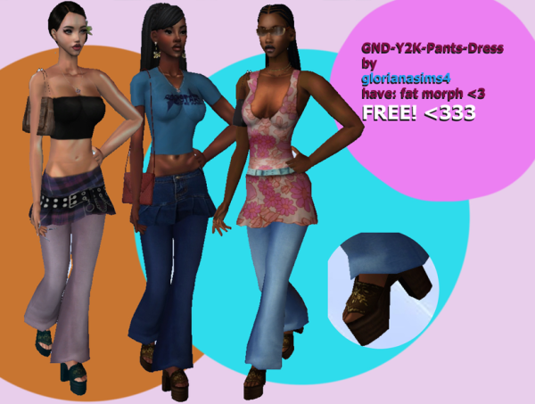 SIMS 2 GND pant dress Y2K style by simsfinds - The Sims 2 Custom Content