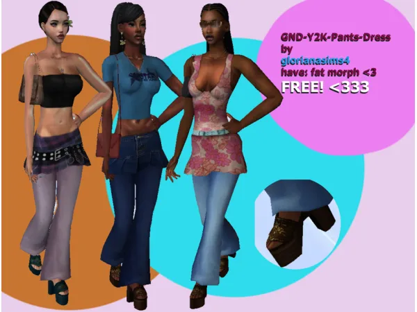 SIMS 2 GND pant dress Y2K style - The Sims 2 Custom Content