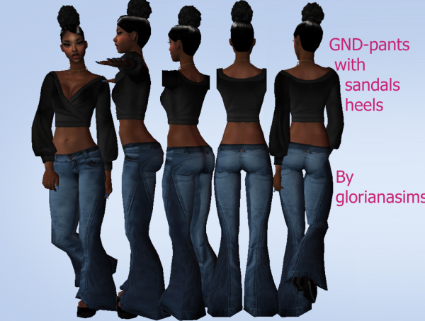 SIMS 2 GND bottom pants with sandals heels by simsfinds - The Sims 2 Custom Content