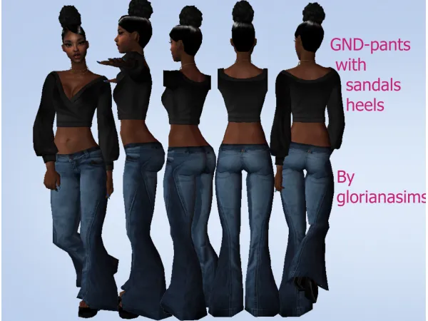 SIMS 2 GND bottom pants with sandals heels - The Sims 2 Custom Content