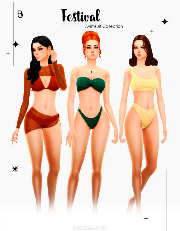 Maxis Match FESTIVAL SWIMSUIT COLLECTION by simsfinds - The Sims 4 Custom Content