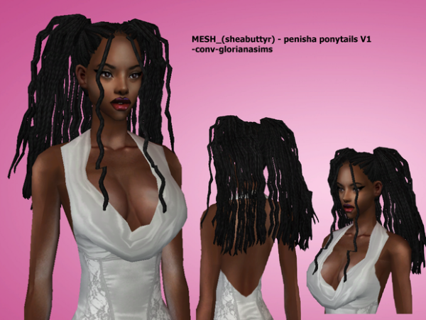 sheabuttyr) penisha ponytails V1 conv glorianasims by simsfinds - The Sims 2 Custom Content