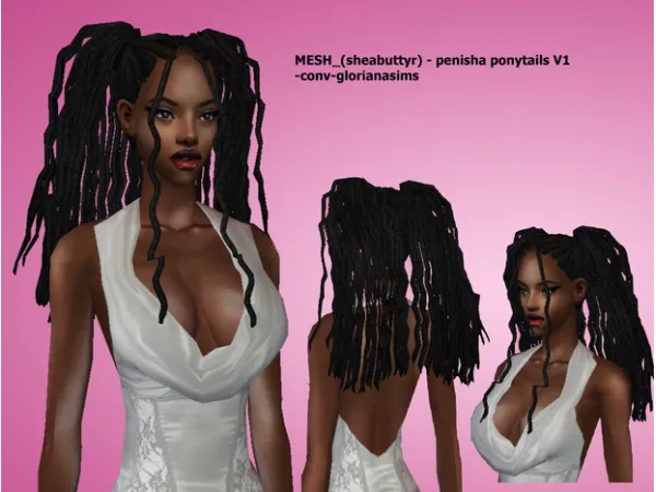 sheabuttyr) penisha ponytails V1 conv glorianasims - The Sims 2 Custom Content