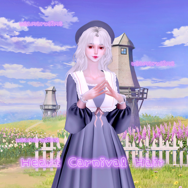 Alpha Heart Carnival Hair by simsfinds - The Sims 4 Custom Content